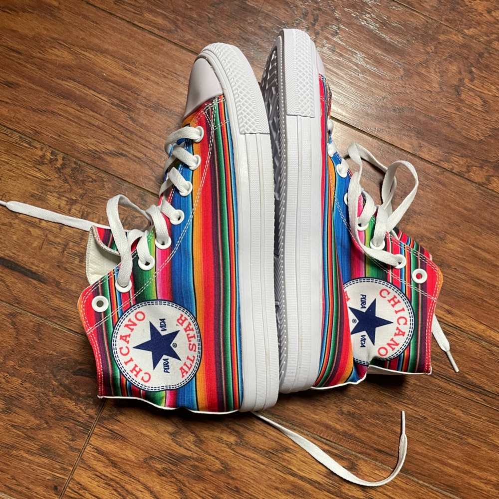 Women's (9.5) Men’s (8) Multicolor High-Top Sneakers Serape Chicano Chicana 41EU